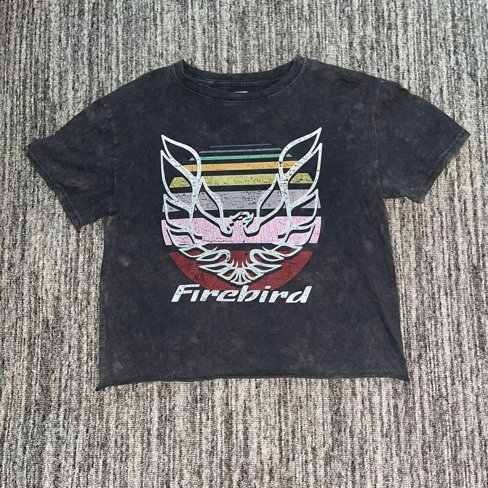 GM Women’s Size Large Officially Licensed T Shirt Black Retro Stripe Design